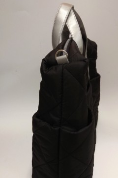 Удобная женская сумка Evita черный текстиль - серебро Chica rica(фото3)