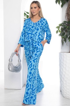 Костюм голубой с брюками и блузкой Lady Taiga(фото2)