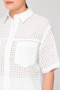 Рубашка из шитья белая с накладными карманами Priz(фото3)