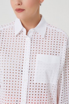 Рубашка укороченная белая из шитья Priz(фото3)