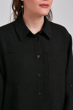 Рубашка чёрная с эффектом крэш Priz(фото3)